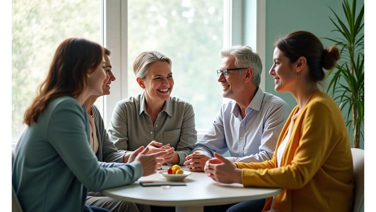 Team of compassionate Vital Spindle wellness experts in a bright, modern consultation room, ready to assist.
