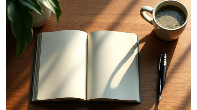 Open notebook with health notes, a pen, and a cup of tea, implying daily learning and relaxation for wellness.