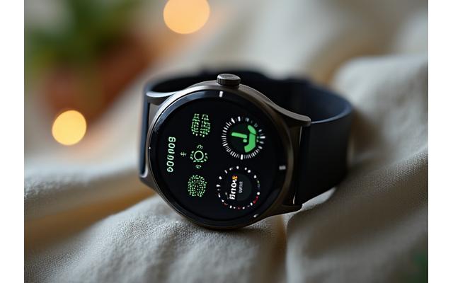 Wellness technology interface showing health metrics and hormone levels on a sleek device.