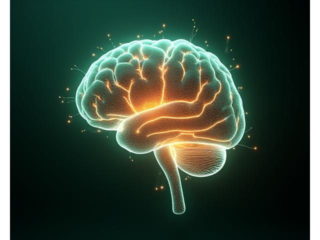 Abstract visualization of a healthy brain with glowing neural networks, symbolizing neuroplasticity and cognitive benefits of mindfulness.