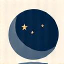 Stylized moon and stars, representing sleep and recovery.